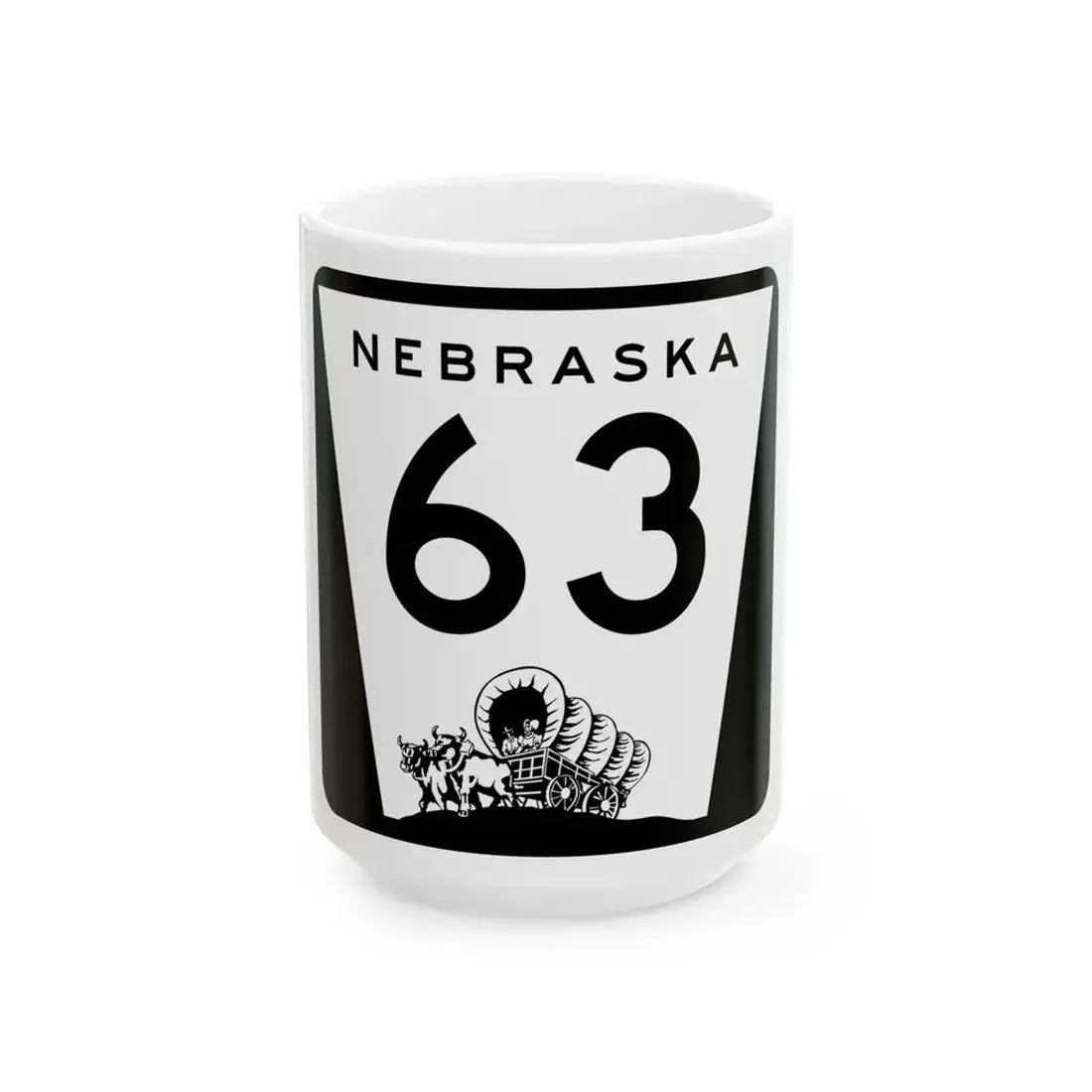 N-63 (Nebraska) (Road Sign) White Coffee Mug 15oz - Go Mug Yourself