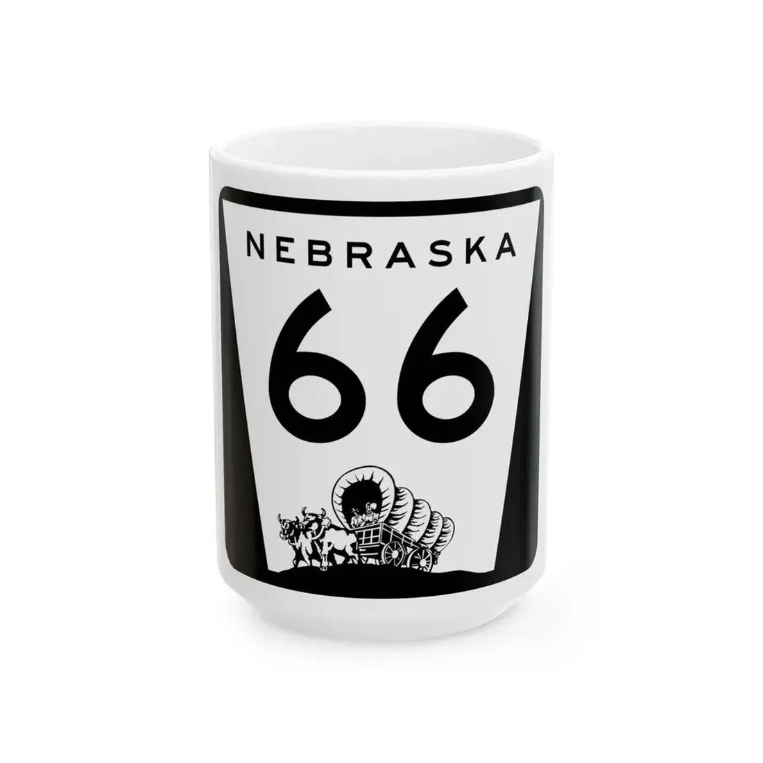 N-66 (Nebraska) (Road Sign) White Coffee Mug 15oz - Go Mug Yourself