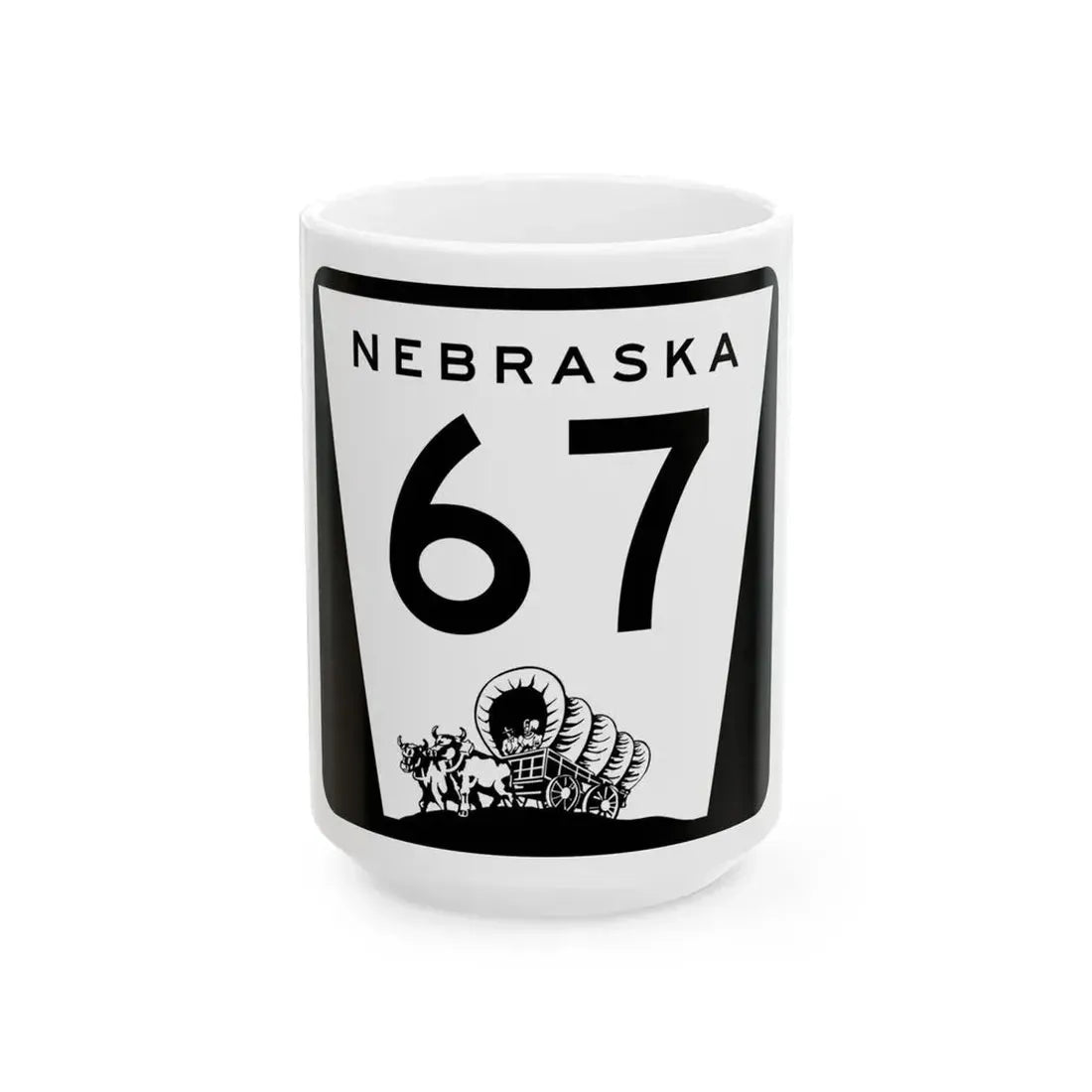 N-67 (Nebraska) (Road Sign) White Coffee Mug 15oz - Go Mug Yourself