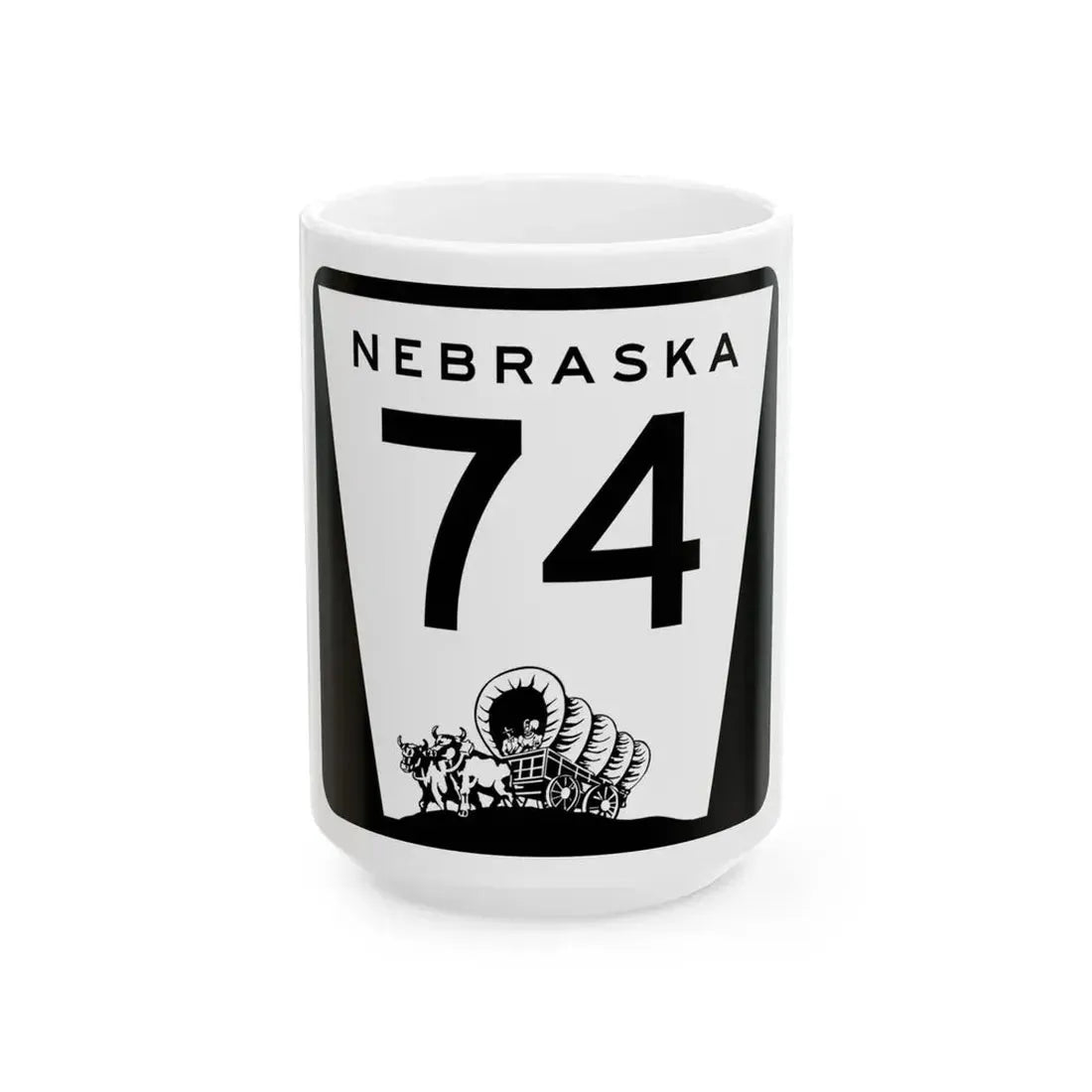 N-74 (Nebraska) (Road Sign) White Coffee Mug 15oz - Go Mug Yourself