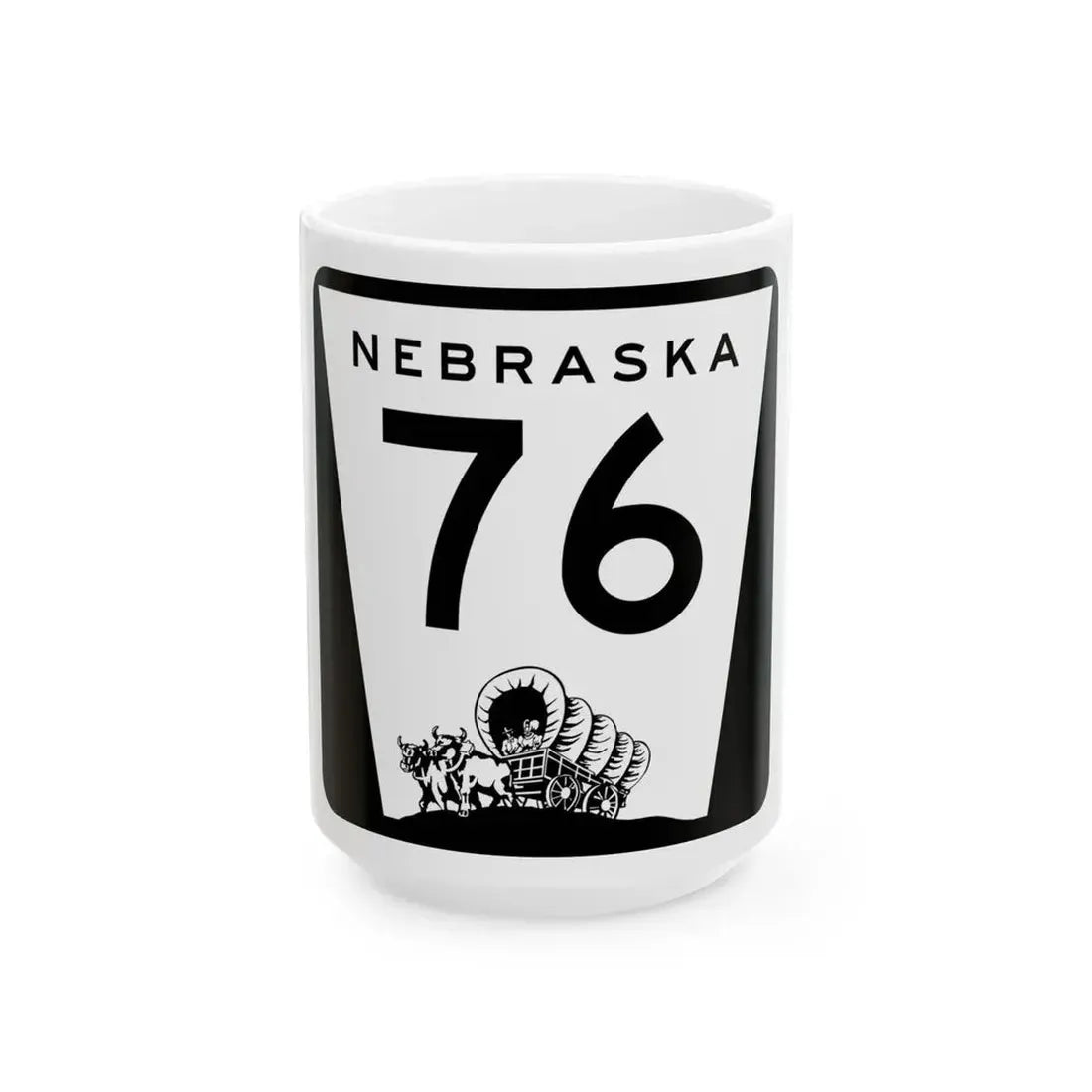 N-76 (Nebraska) (Road Sign) White Coffee Mug 15oz - Go Mug Yourself