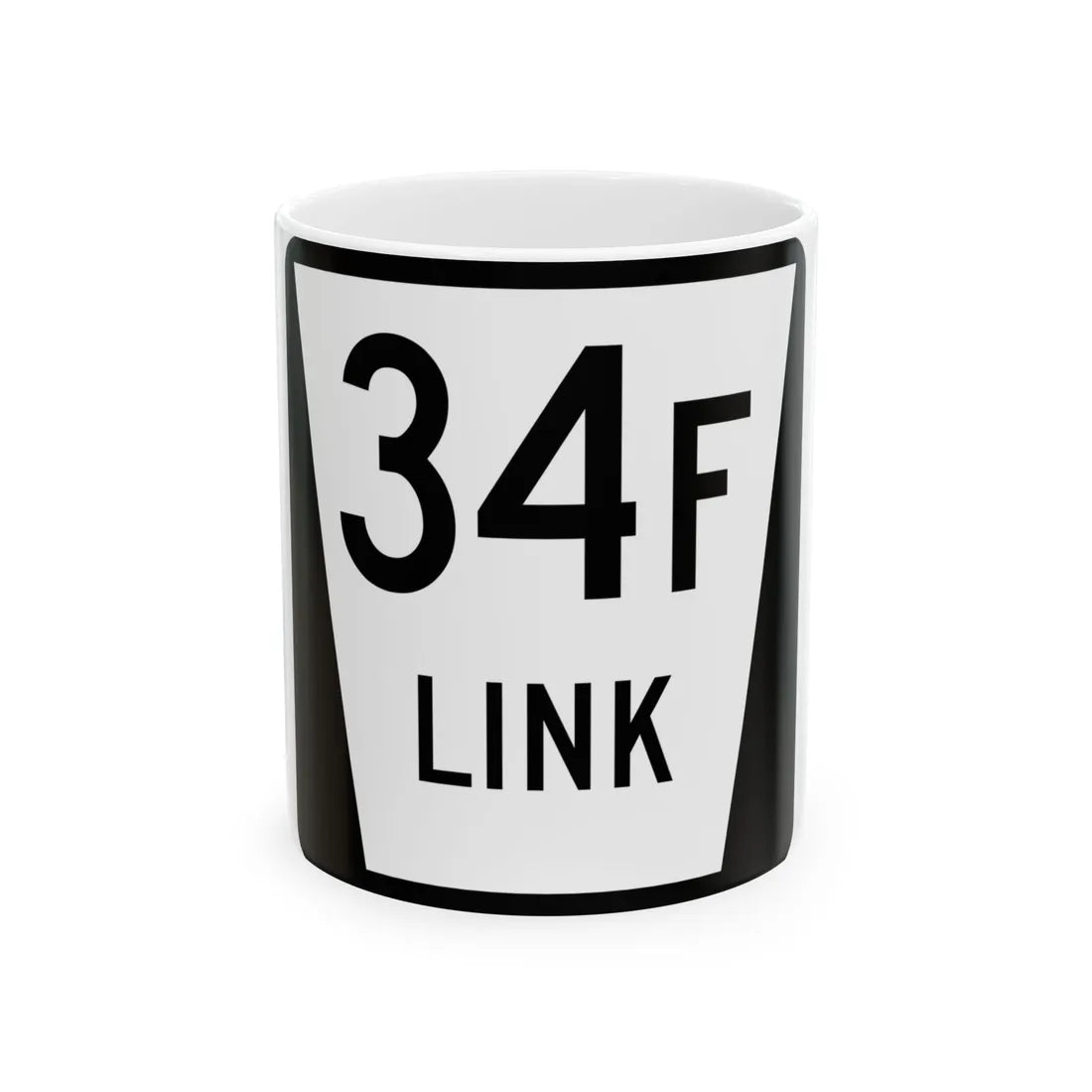 N LINK 34F (Nebraska) (Road Sign) White Coffee Mug 11oz - Go Mug Yourself