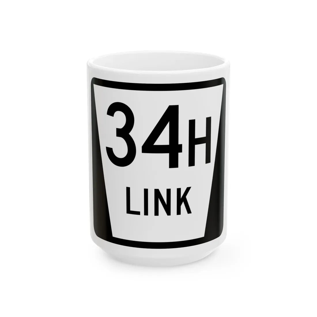 N LINK 34H (Nebraska) (Road Sign) White Coffee Mug 15oz - Go Mug Yourself