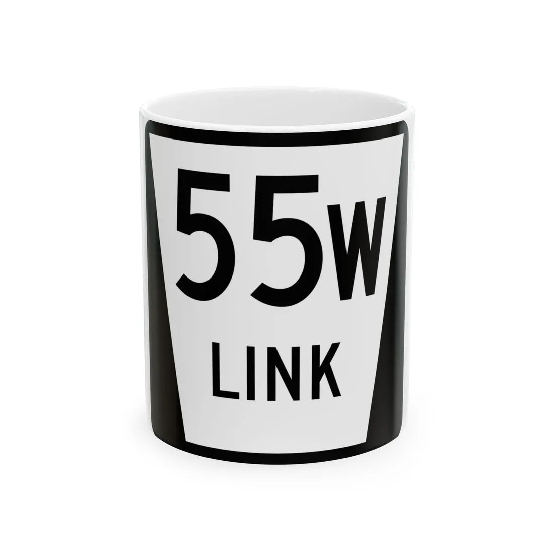 N LINK 55W (Nebraska) (Road Sign) White Coffee Mug 11oz - Go Mug Yourself