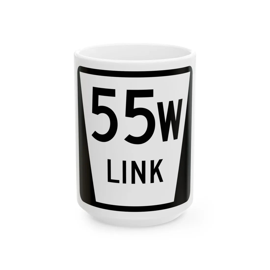N LINK 55W (Nebraska) (Road Sign) White Coffee Mug 15oz - Go Mug Yourself