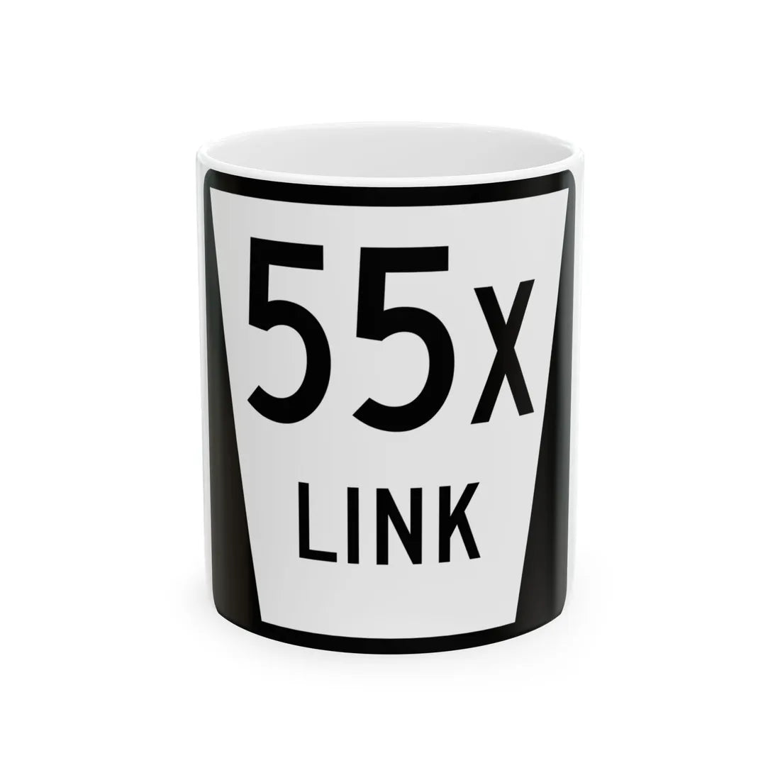 N LINK 55X (Nebraska) (Road Sign) White Coffee Mug 11oz - Go Mug Yourself