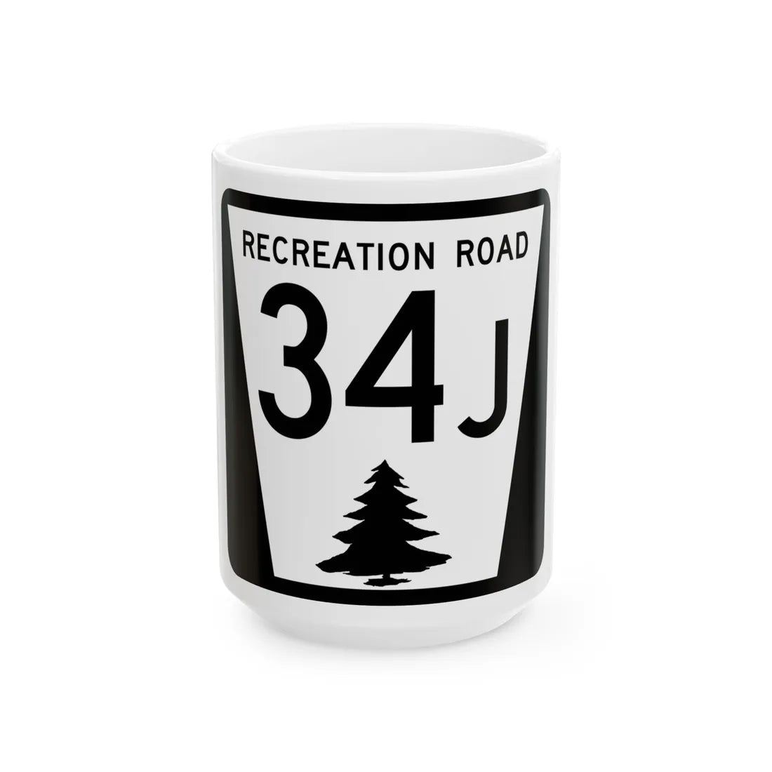 N REC 34J (Nebraska) (Road Sign) White Coffee Mug 15oz - Go Mug Yourself