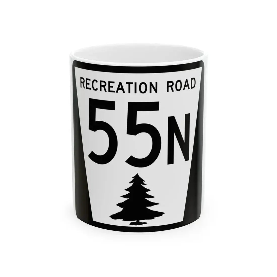 N REC 55N (Nebraska) (Road Sign) White Coffee Mug 11oz - Go Mug Yourself