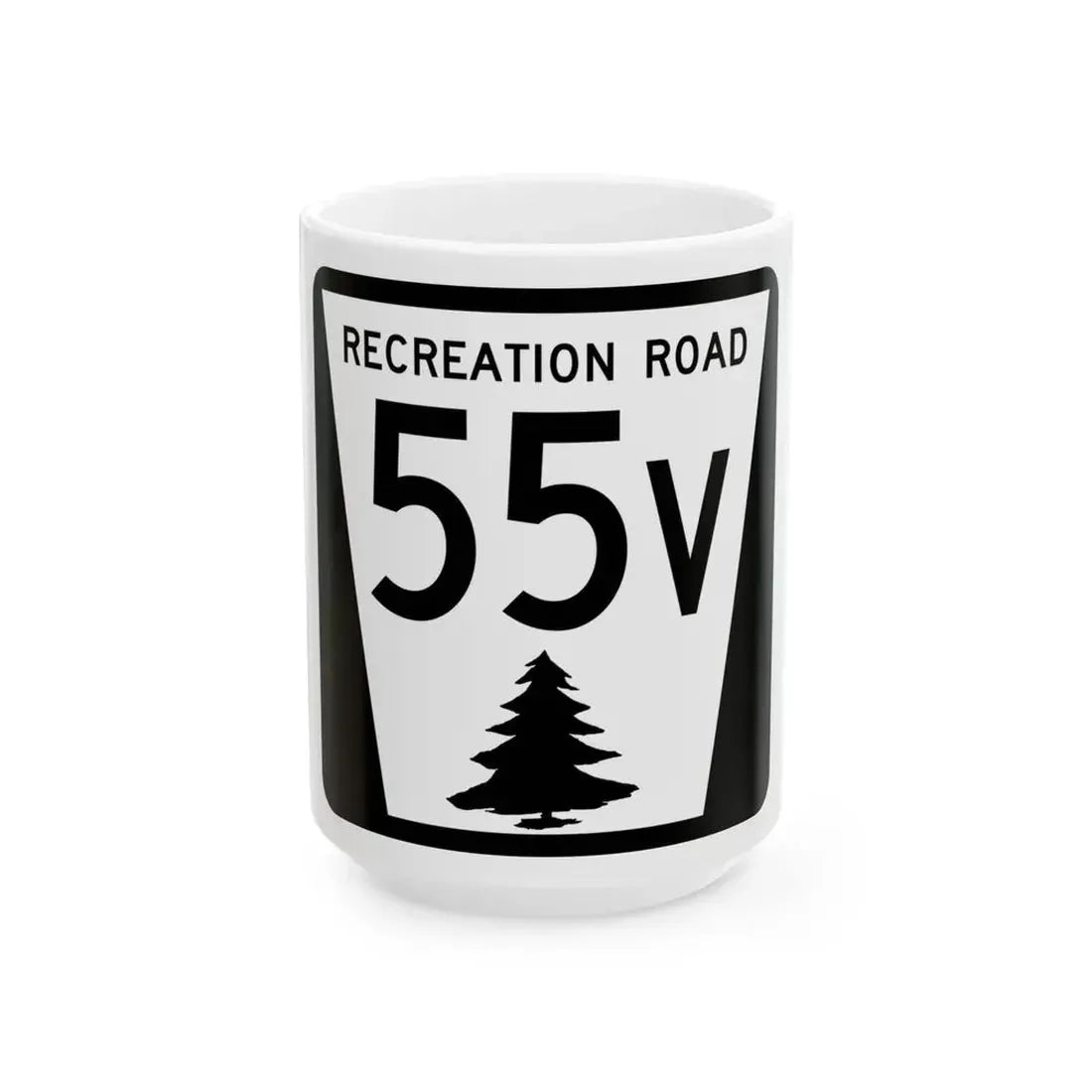 N REC 55V (Nebraska) (Road Sign) White Coffee Mug 15oz - Go Mug Yourself
