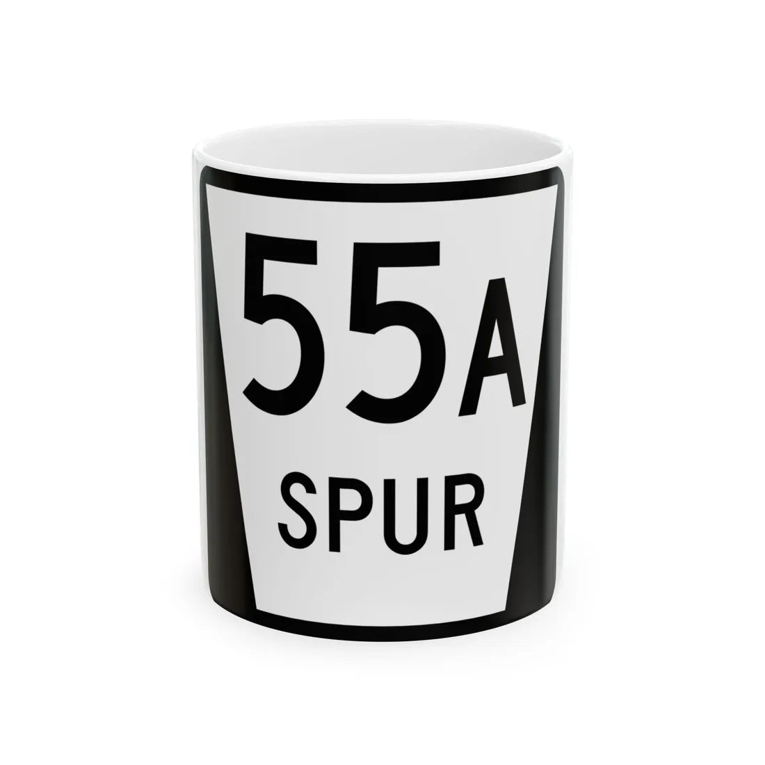 N SPUR 55A (Nebraska) (Road Sign) White Coffee Mug 11oz - Go Mug Yourself