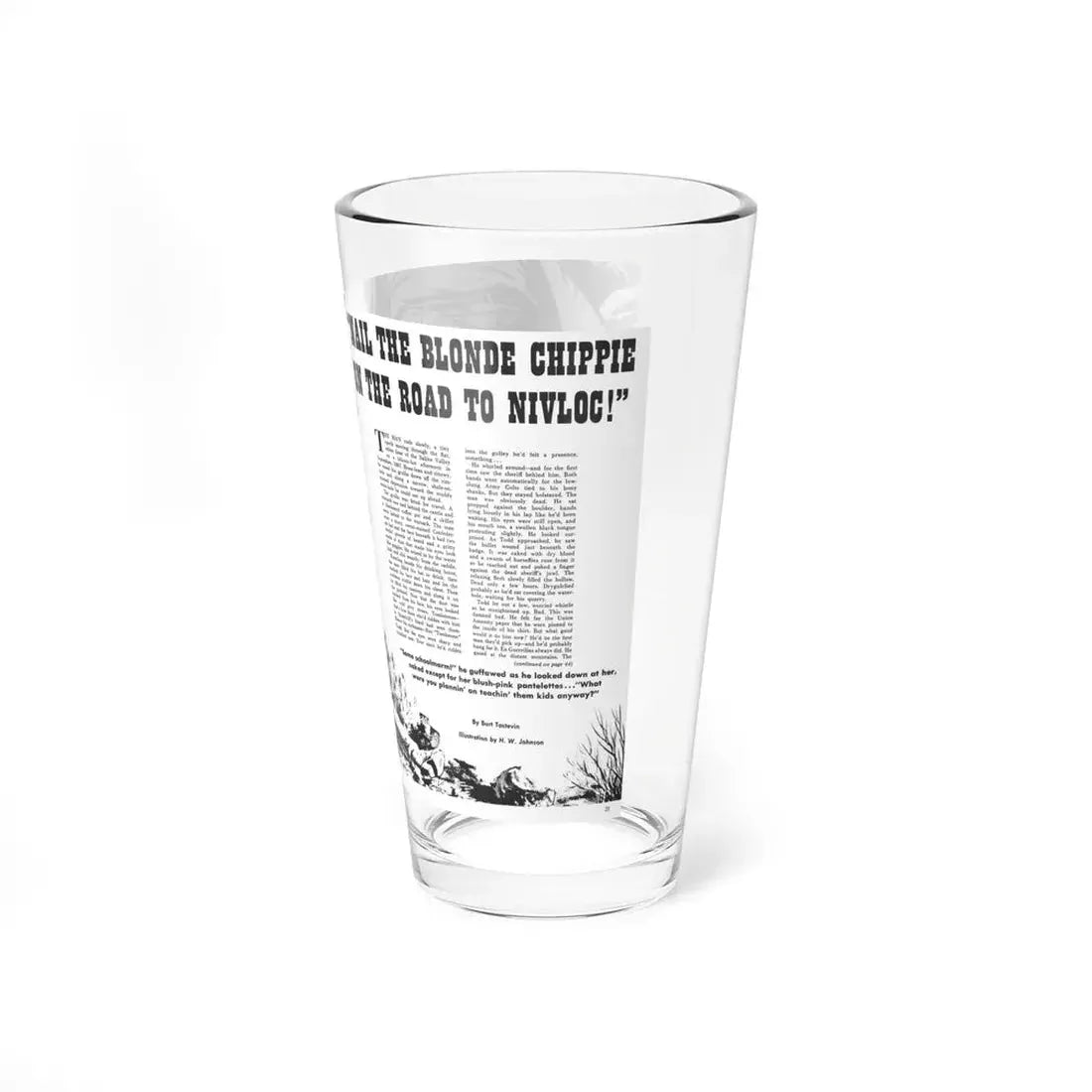 Nail The Blonde Chippie On The Road To Nivloc, Men In Adventure, September 1969 (Magazine Illustration) Pint Glass 16oz - Go Mug Yourself