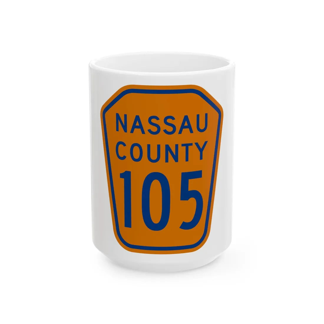 Nassau County 105 NY (New York) (Road Sign) White Coffee Mug 15oz - Go Mug Yourself