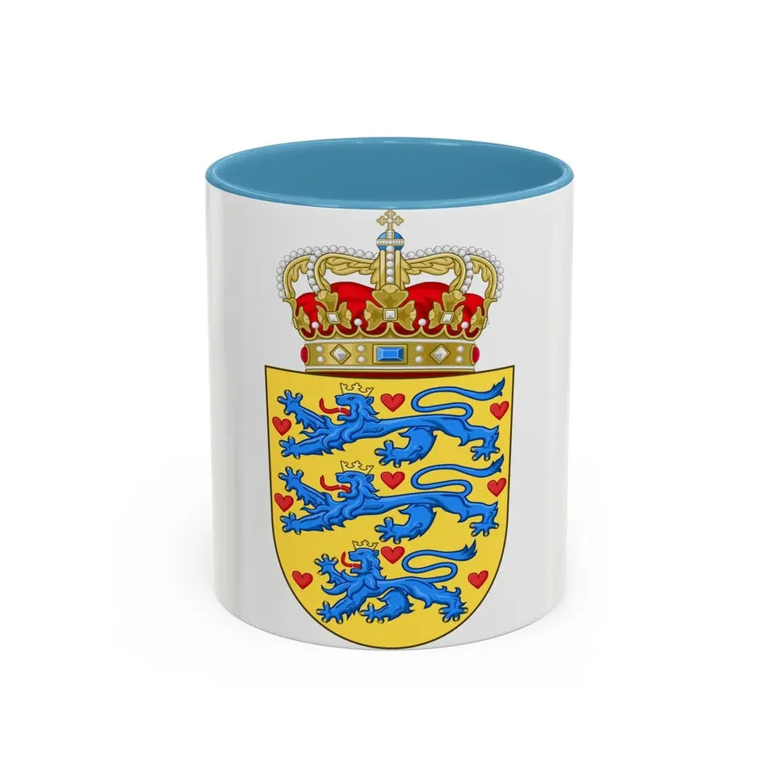 National Coat of arms of Denmark - Accent Coffee Mug 11oz Light Blue - Go Mug Yourself