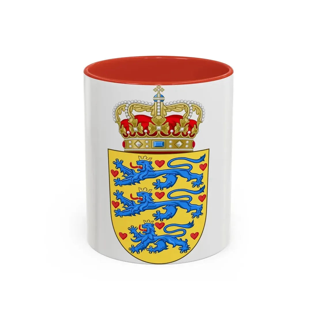 National Coat of arms of Denmark - Accent Coffee Mug 11oz Red - Go Mug Yourself