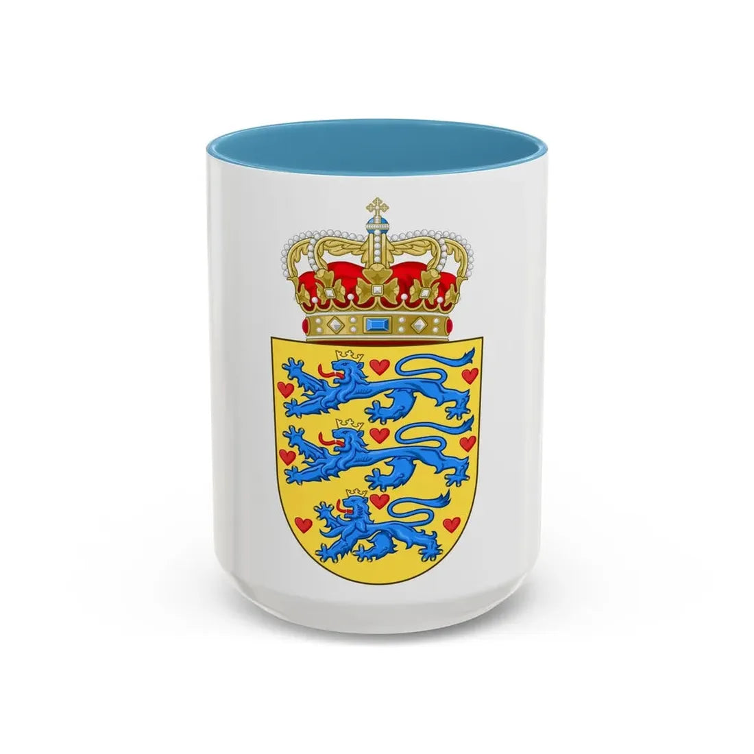 National Coat of arms of Denmark - Accent Coffee Mug 15oz Light Blue - Go Mug Yourself