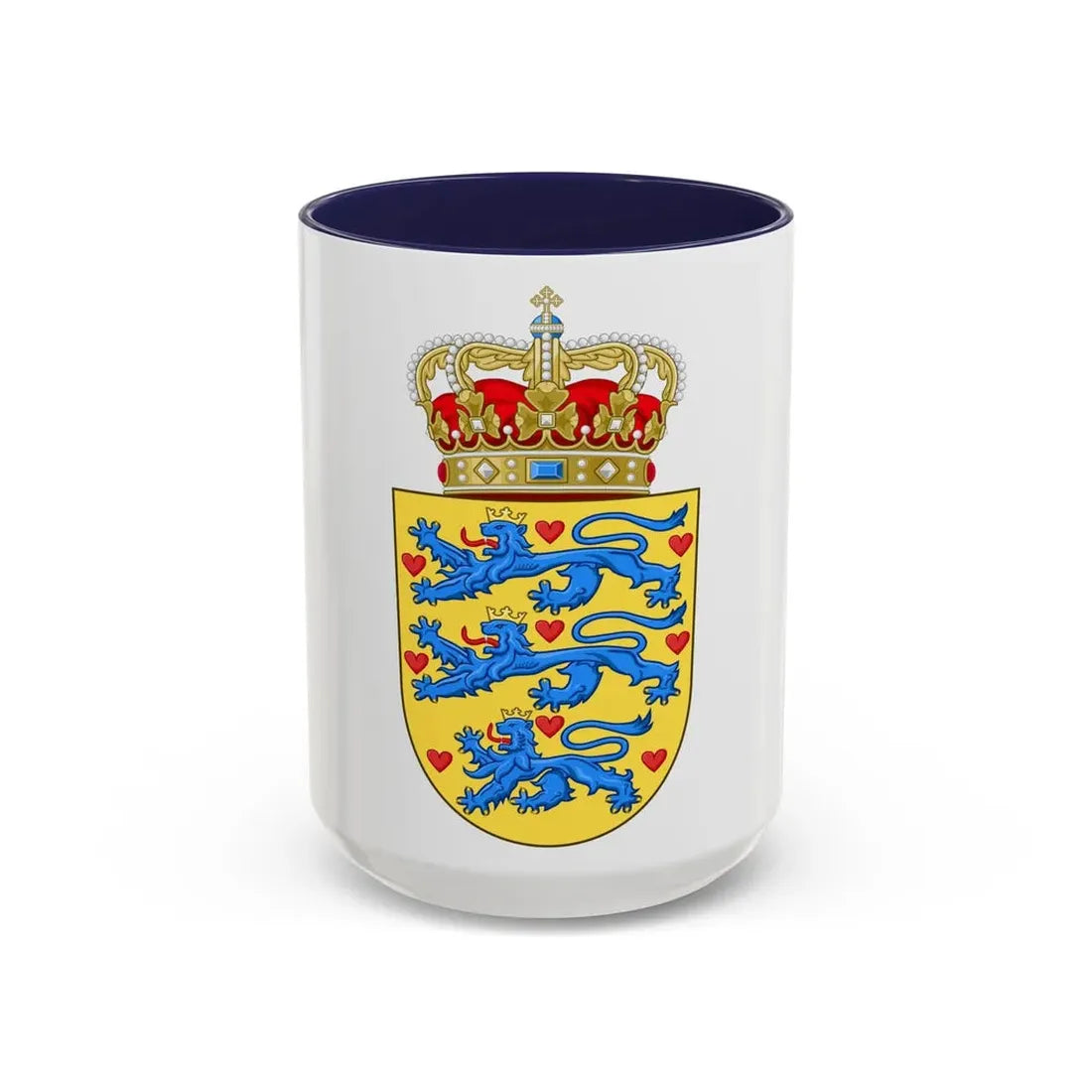 National Coat of arms of Denmark - Accent Coffee Mug 15oz Navy - Go Mug Yourself