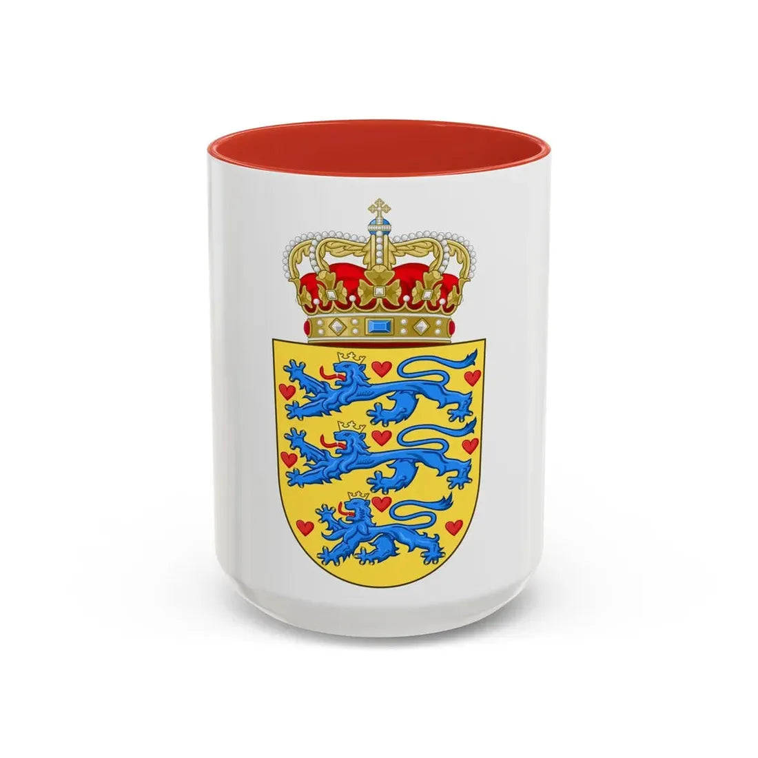 National Coat of arms of Denmark - Accent Coffee Mug 15oz Red - Go Mug Yourself