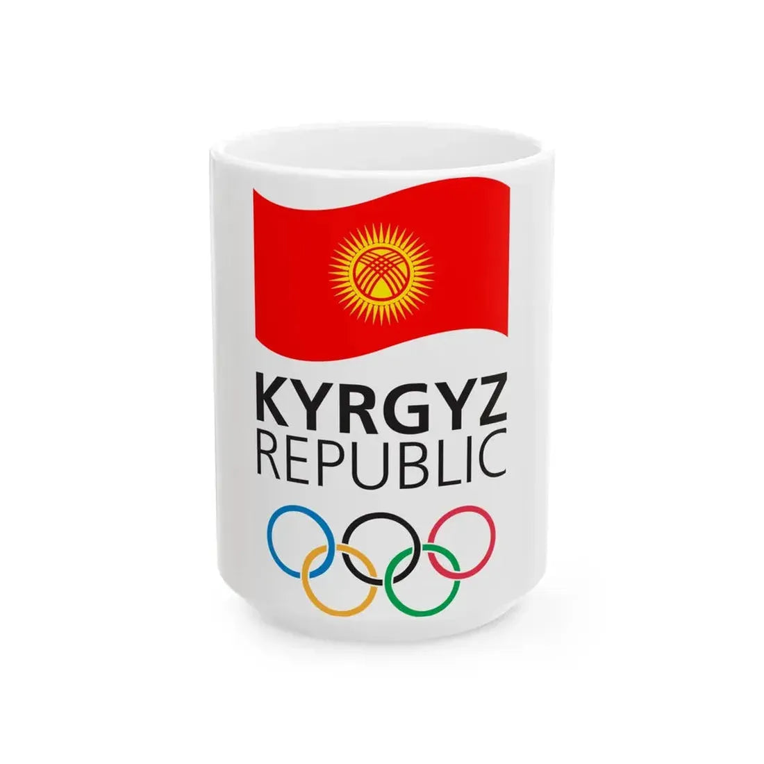 National Olympic Committee of the Kyrgyz Republic logo (Kyrgyzstan) White Coffee Mug 15oz - Go Mug Yourself