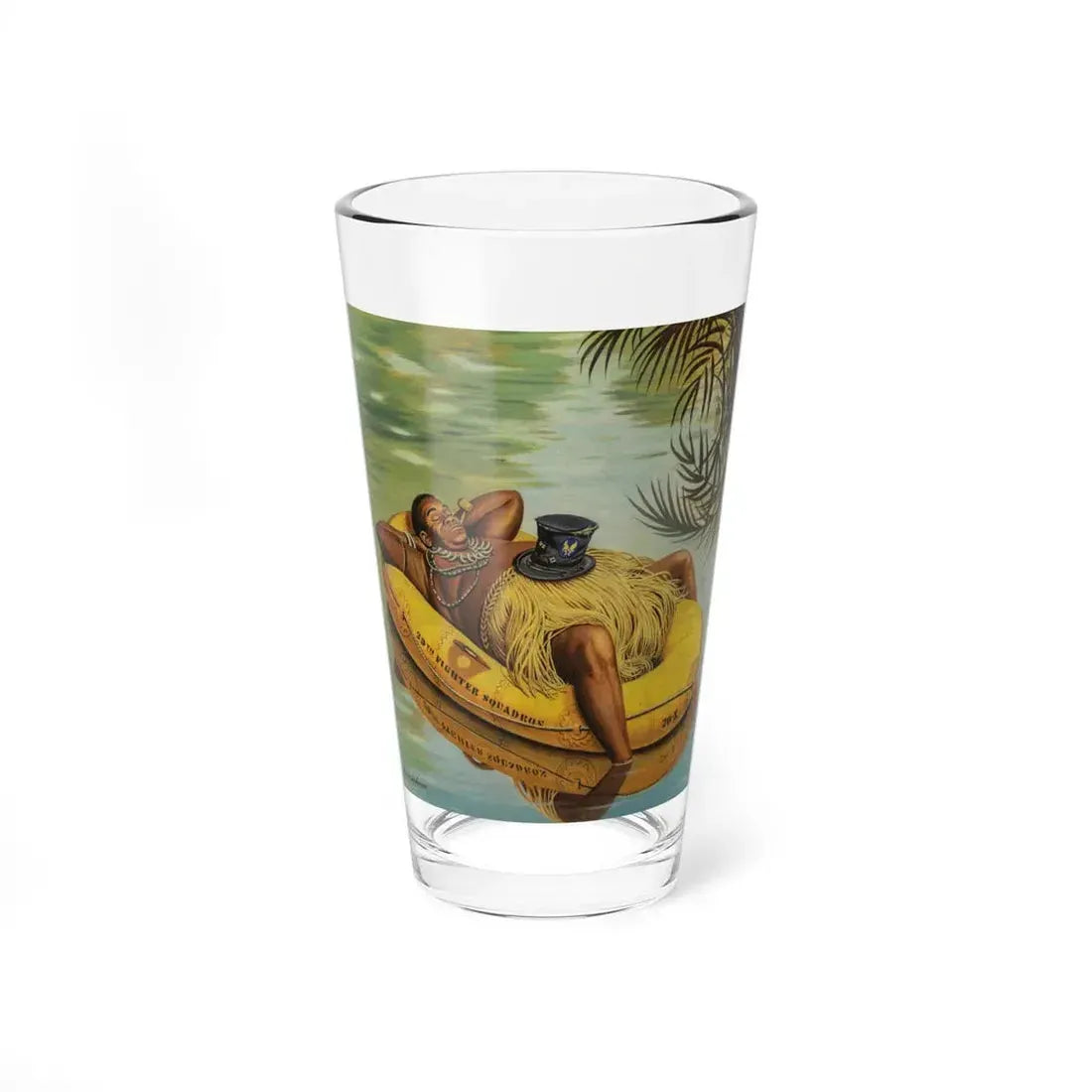 Native in an Army Raft, The Saturday Evening Post cover, December 1, 1945 (Magazine Illustration) Pint Glass 16oz 16oz - Go Mug Yourself