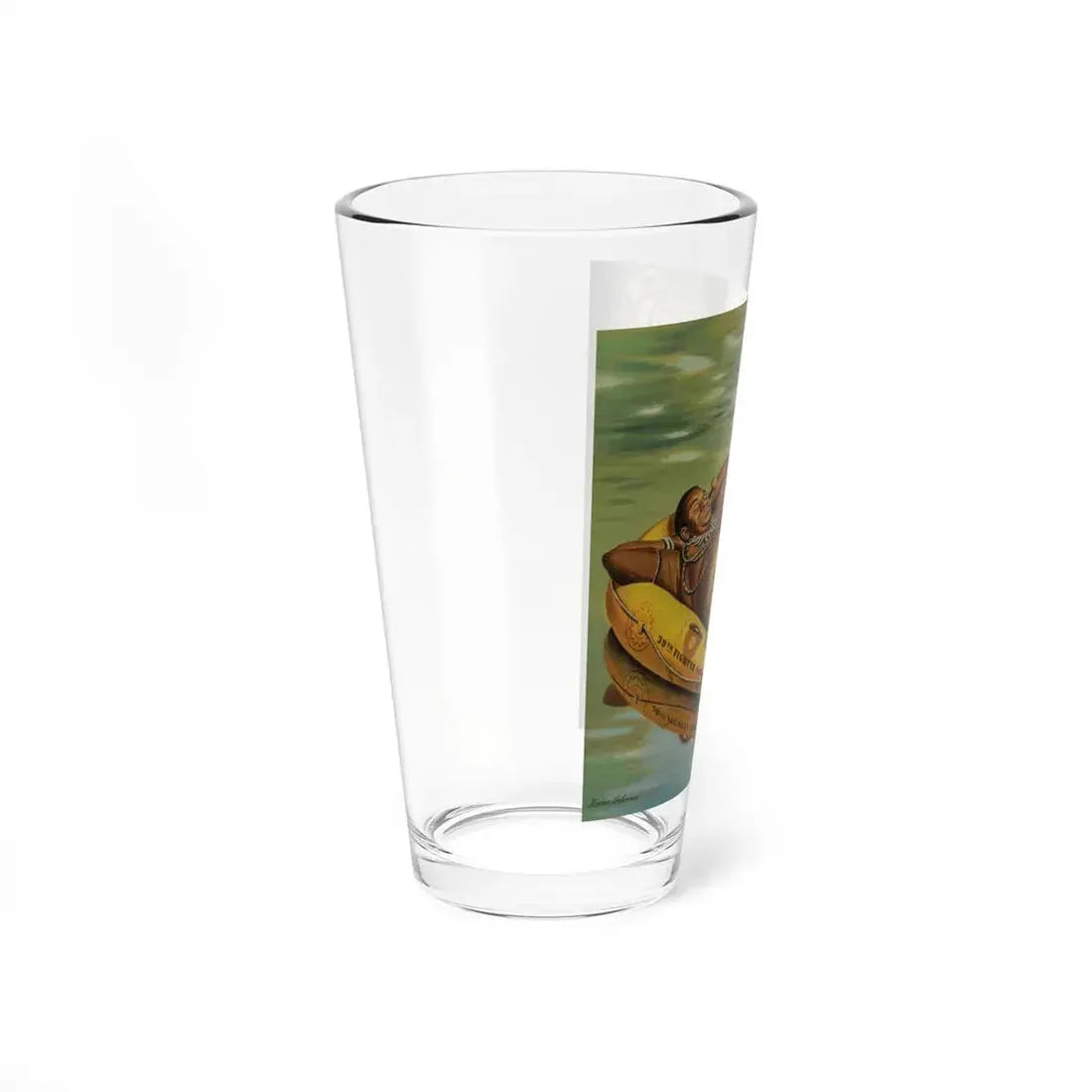 Native in an Army Raft, The Saturday Evening Post cover, December 1, 1945 (Magazine Illustration) Pint Glass 16oz - Go Mug Yourself