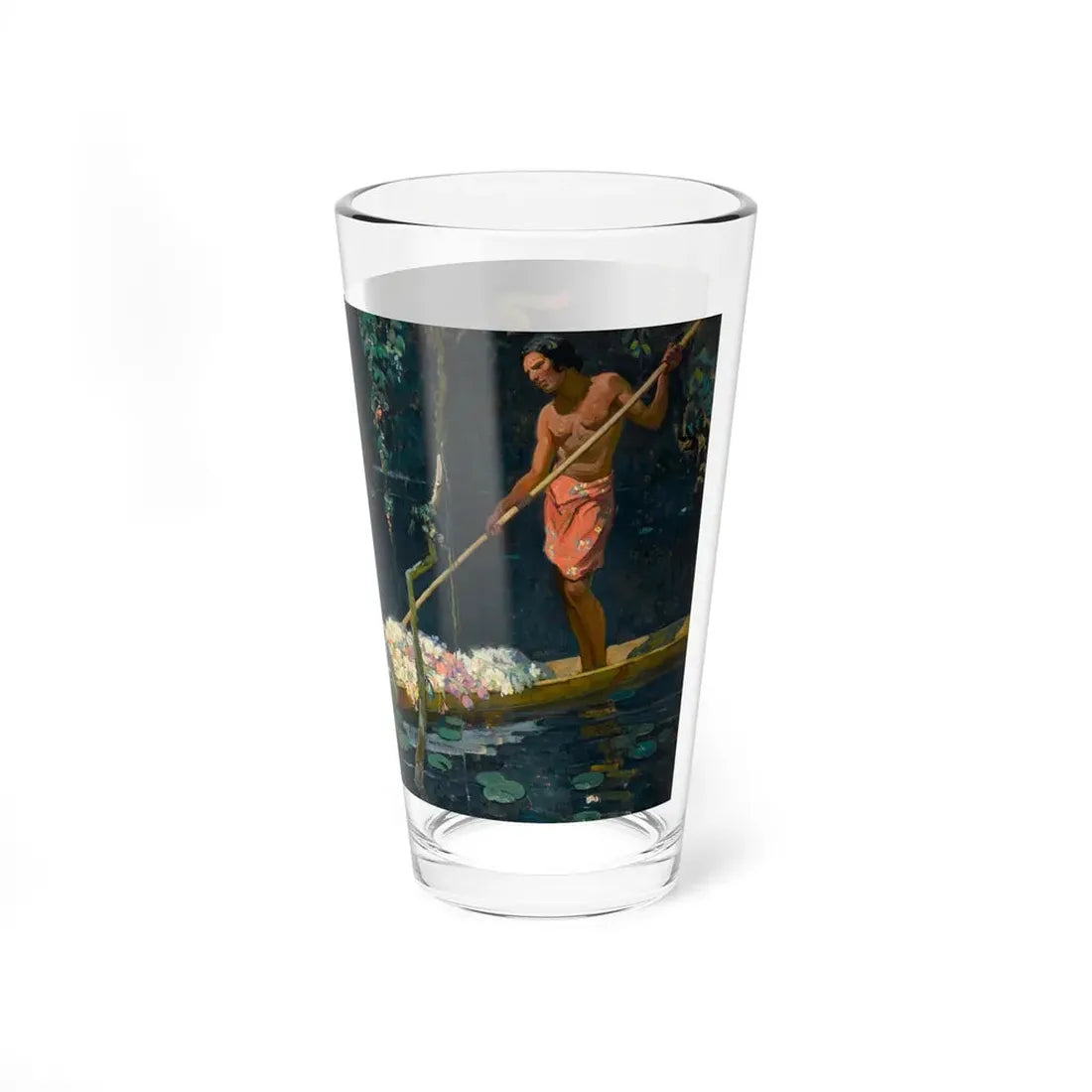 Natives in Flat Boat (Magazine Illustration) Pint Glass 16oz - Go Mug Yourself
