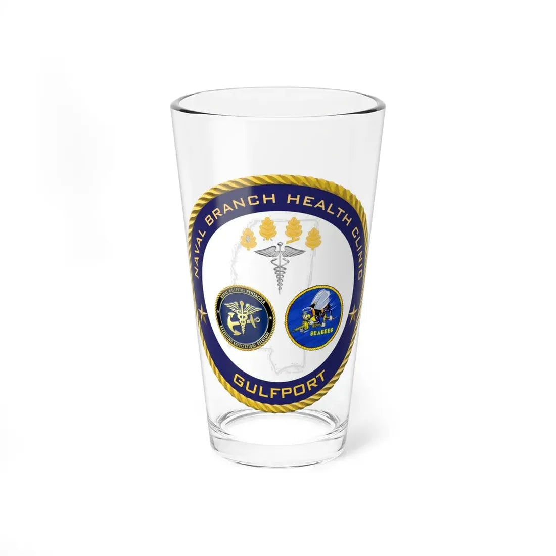 Naval Branch Health Clinic Gulfport (U.S. Navy) Pint Glass 16oz 16oz - Go Mug Yourself