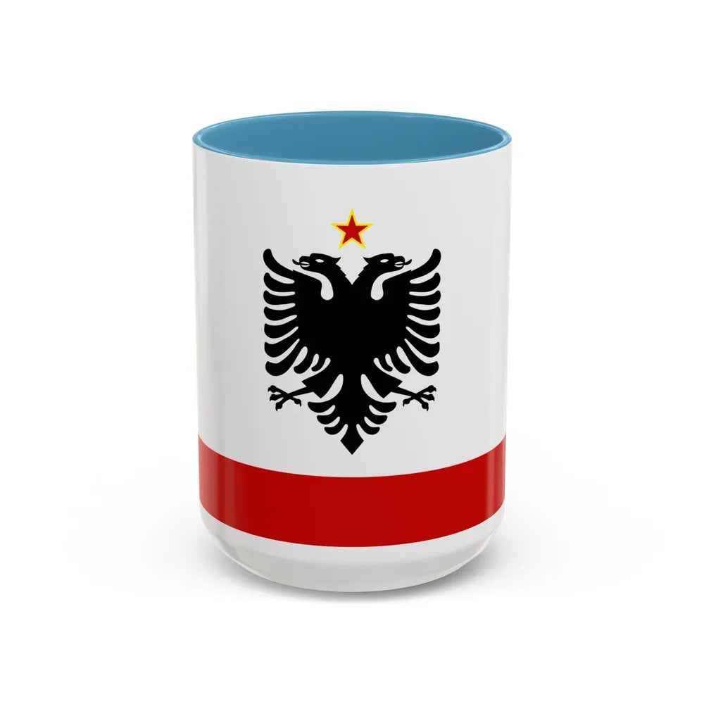Naval Ensign of Albania 1958 to 1992 - Accent Coffee Mug 15oz Light Blue - Go Mug Yourself