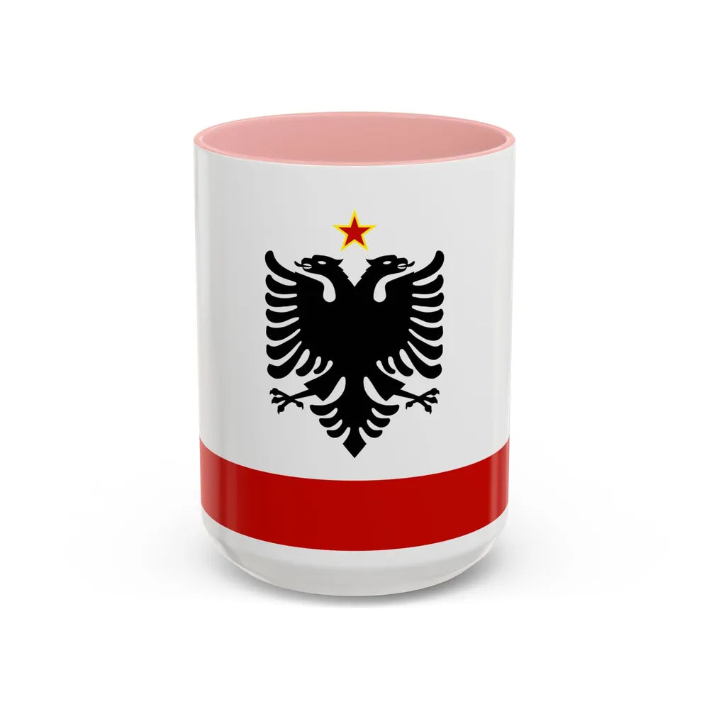 Naval Ensign of Albania 1958 to 1992 - Accent Coffee Mug 15oz Pink - Go Mug Yourself