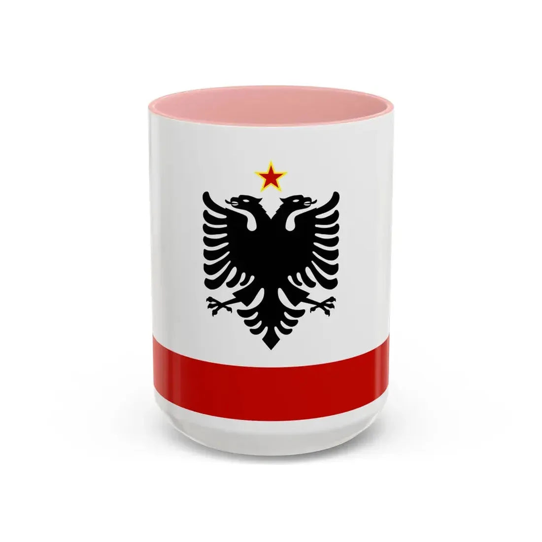 Naval Ensign of Albania 1958 to 1992 - Accent Coffee Mug 15oz Pink - Go Mug Yourself