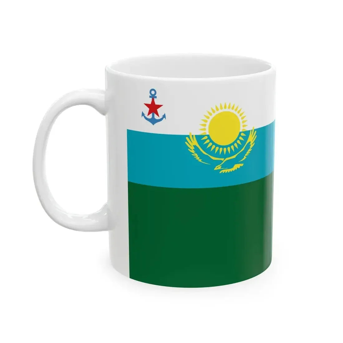 Naval Ensign of Kazakhstan Border Service (Kazakhstan) White Coffee Mug - Go Mug Yourself