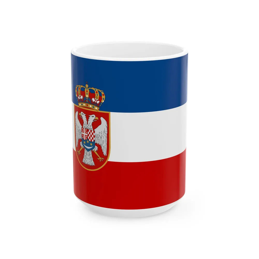 Naval ensign of the Kingdom of Yugoslavia (Croatia) White Coffee Mug 15oz - Go Mug Yourself