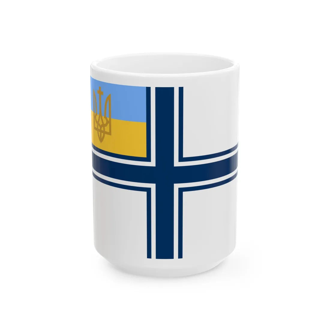 Naval ensign of Ukraine 1918-1921 1992 (Ukraine) White Coffee Mug 15oz - Go Mug Yourself