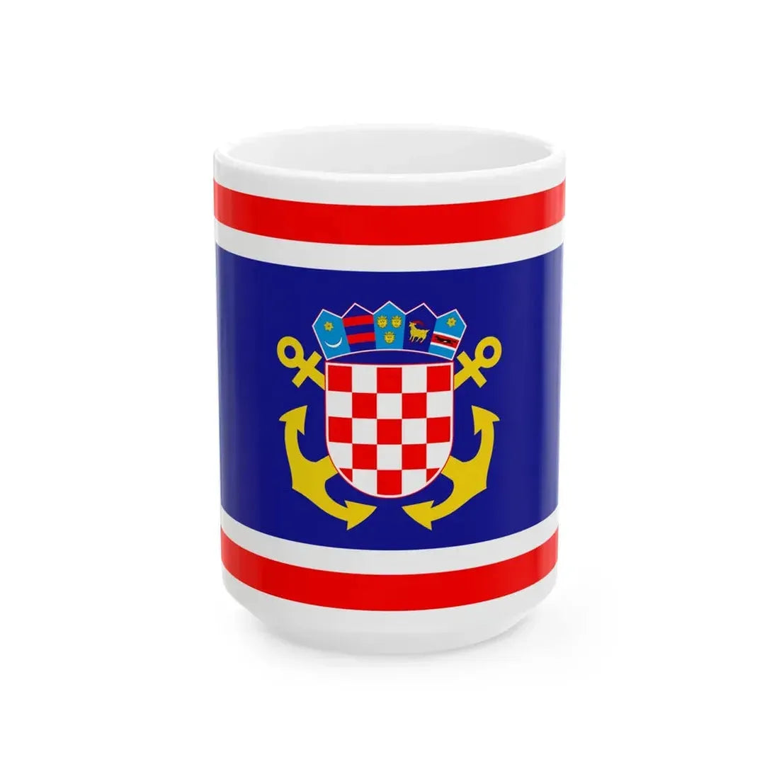 Naval jack of Croatia (Croatia) White Coffee Mug 15oz - Go Mug Yourself