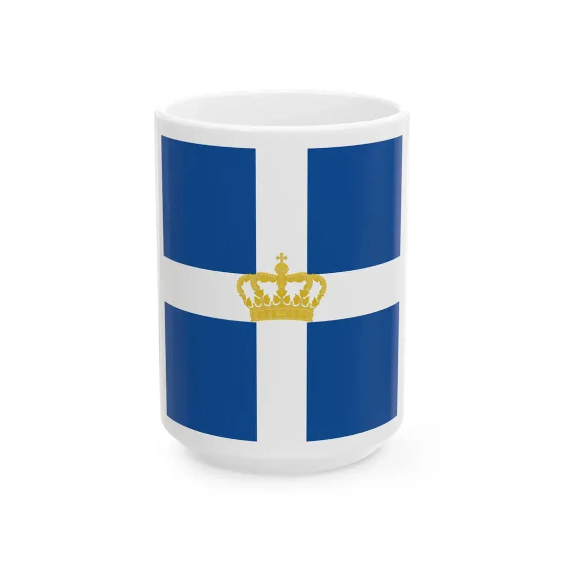 Naval Jack of Kingdom of Greece (Greece) White Coffee Mug 15oz - Go Mug Yourself