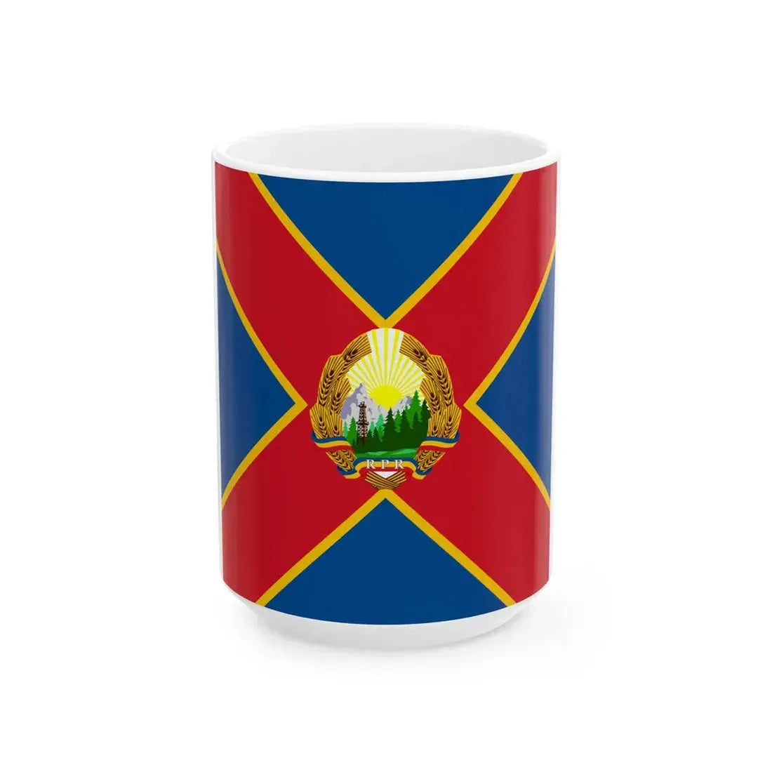 Naval jack of Romania 1948-1952 (Oman) White Coffee Mug 15oz - Go Mug Yourself