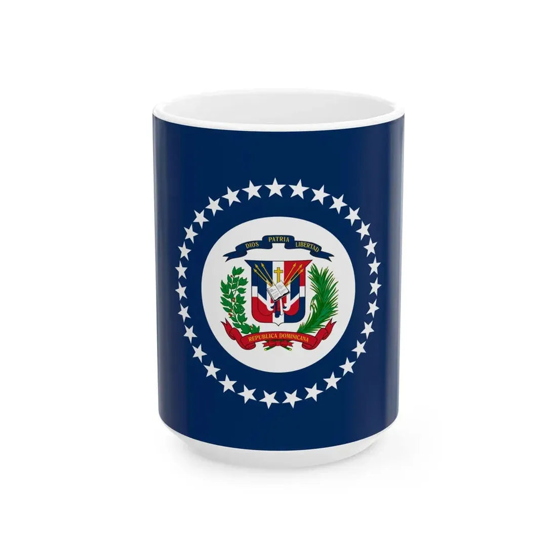 Naval Jack of the Dominican Republic (Dominica) White Coffee Mug 15oz - Go Mug Yourself
