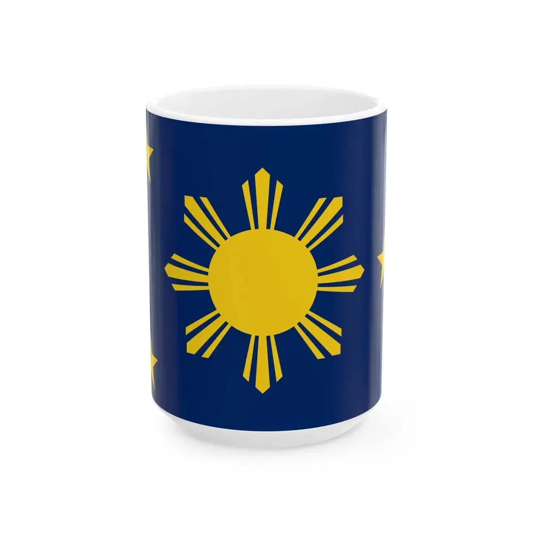 Naval Jack of the Philippines navy blue (Philippines) White Coffee Mug 15oz - Go Mug Yourself