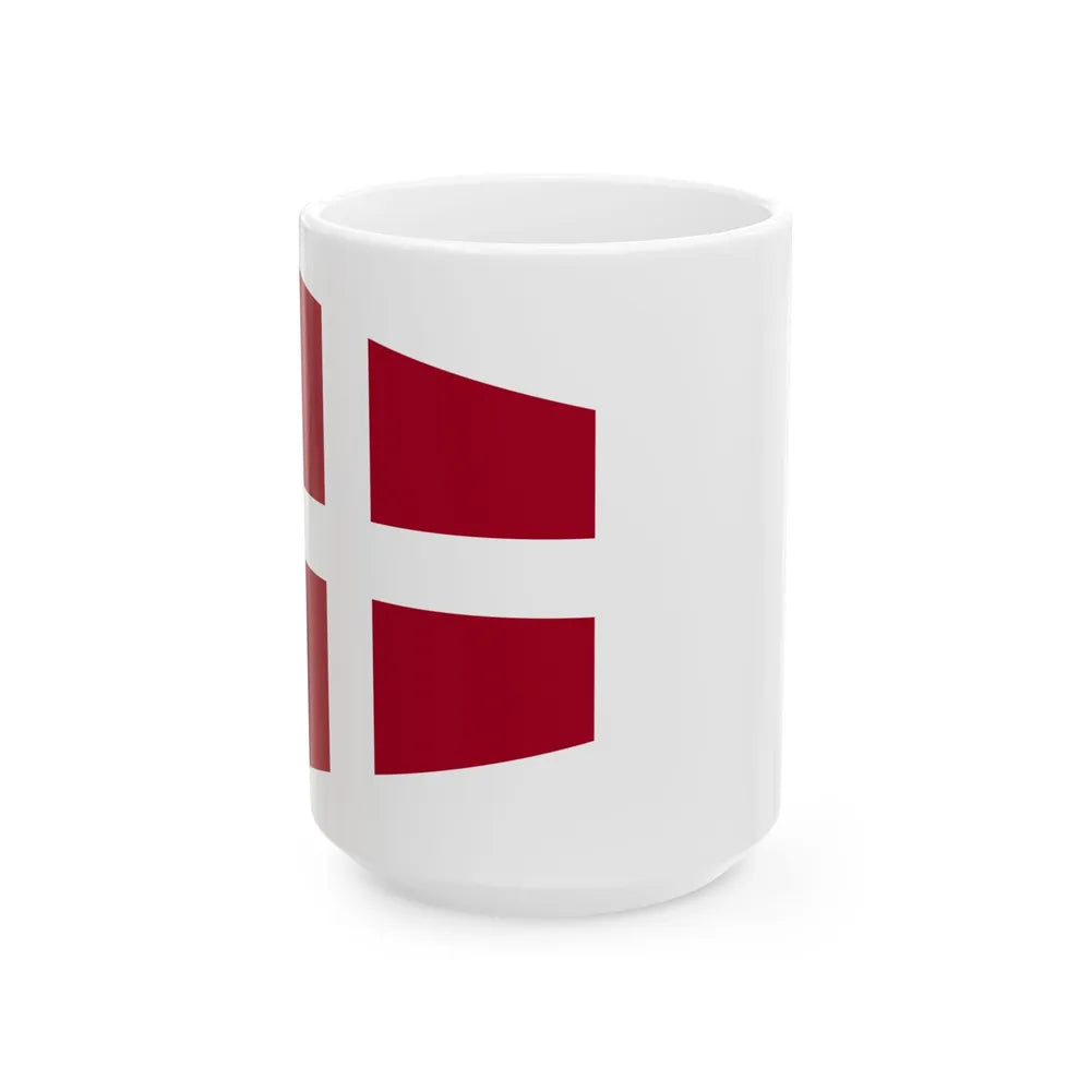 Naval Rank Flag of Denmark - Chief of Squadron (Denmark) White Coffee Mug 15oz - Go Mug Yourself