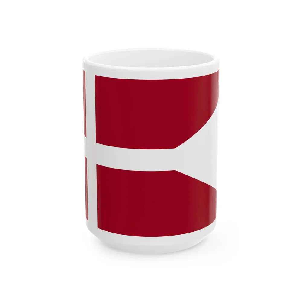 Naval Rank Flag of Denmark - Counter admiral 1858 (Denmark) White Coffee Mug 15oz - Go Mug Yourself