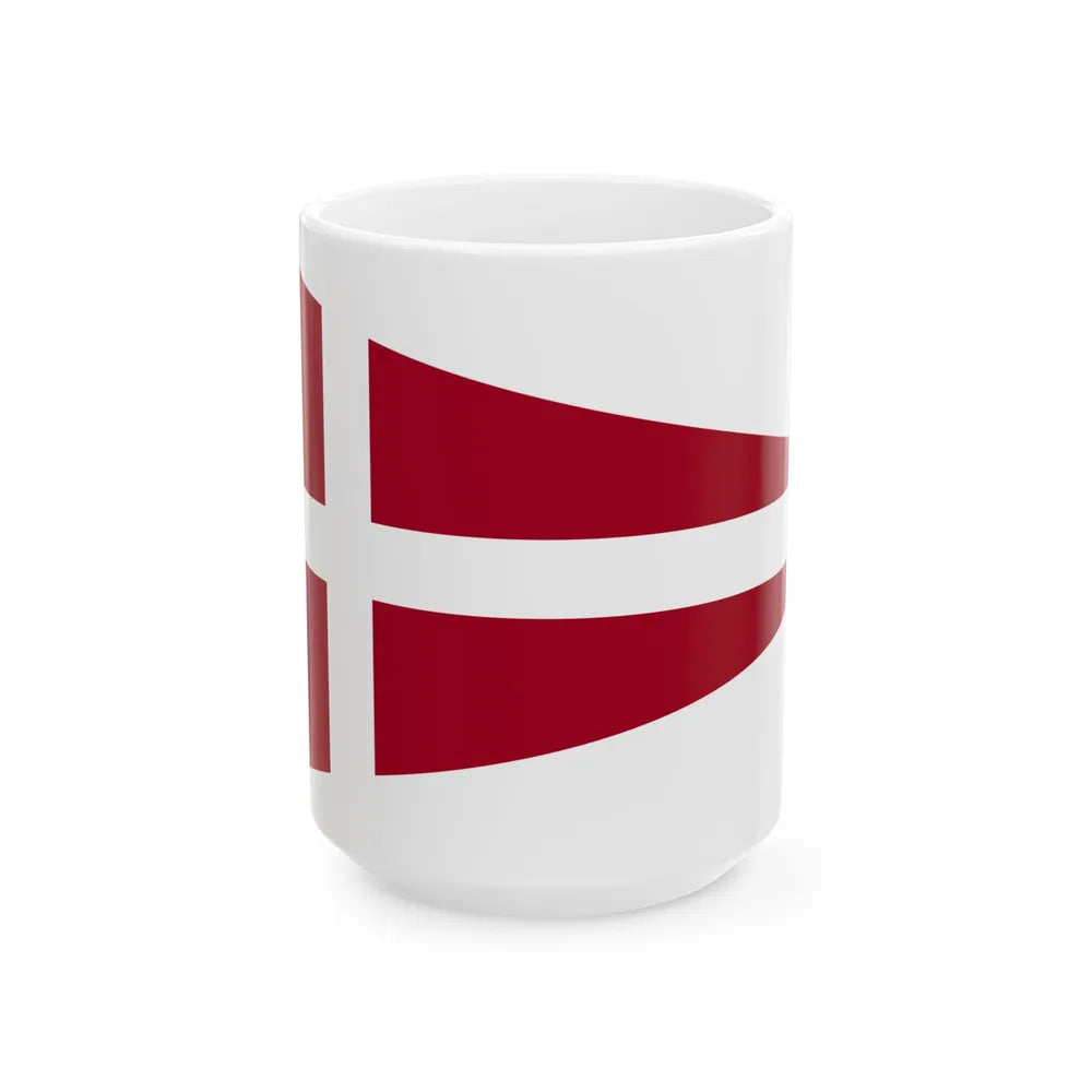 Naval Rank Flag of Denmark - Senior Officer Afloat (Denmark) White Coffee Mug 15oz - Go Mug Yourself