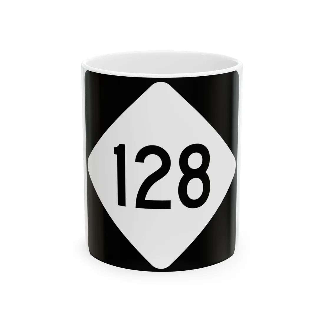 NC 128 (North Carolina) (Road Sign) White Coffee Mug 11oz - Go Mug Yourself