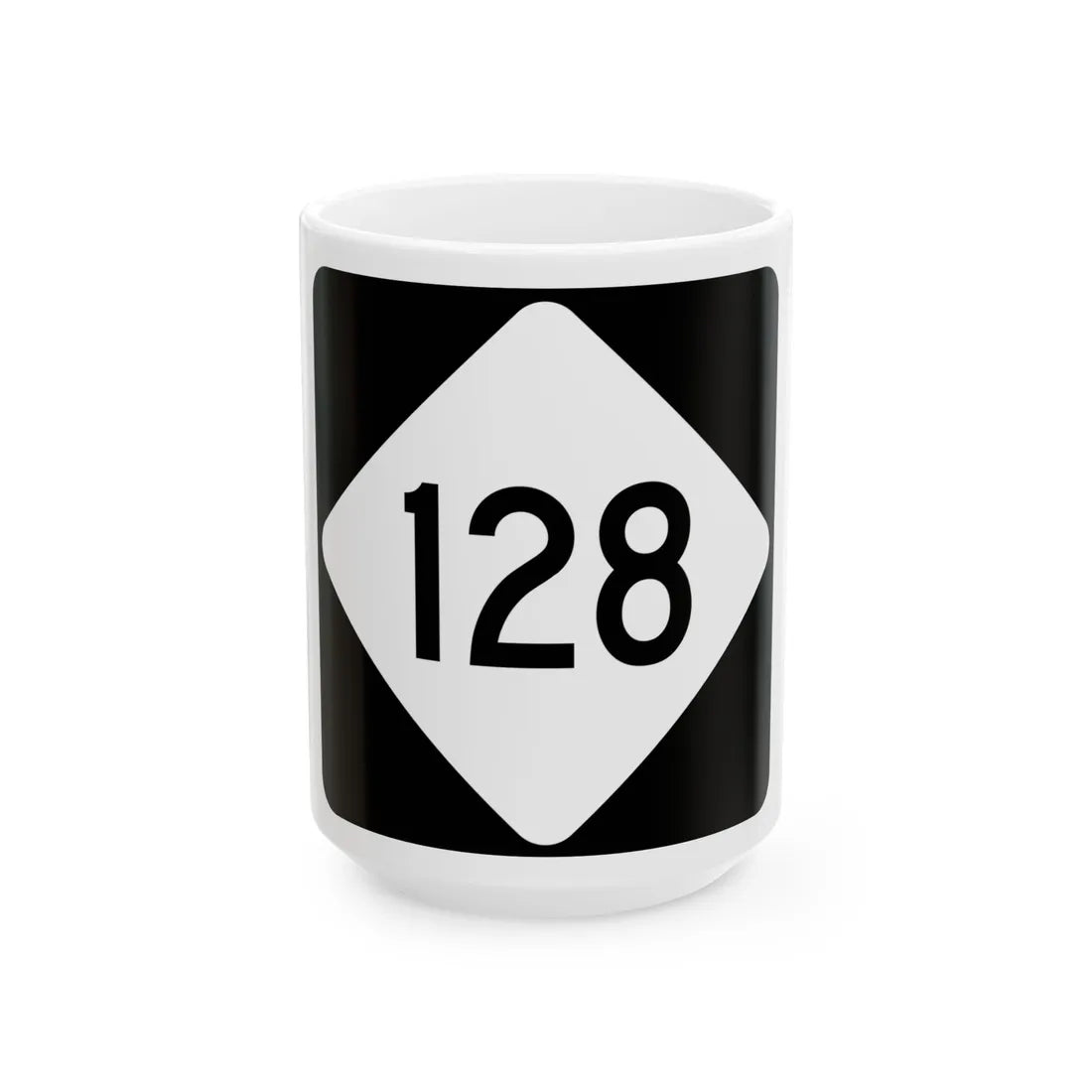 NC 128 (North Carolina) (Road Sign) White Coffee Mug 15oz - Go Mug Yourself