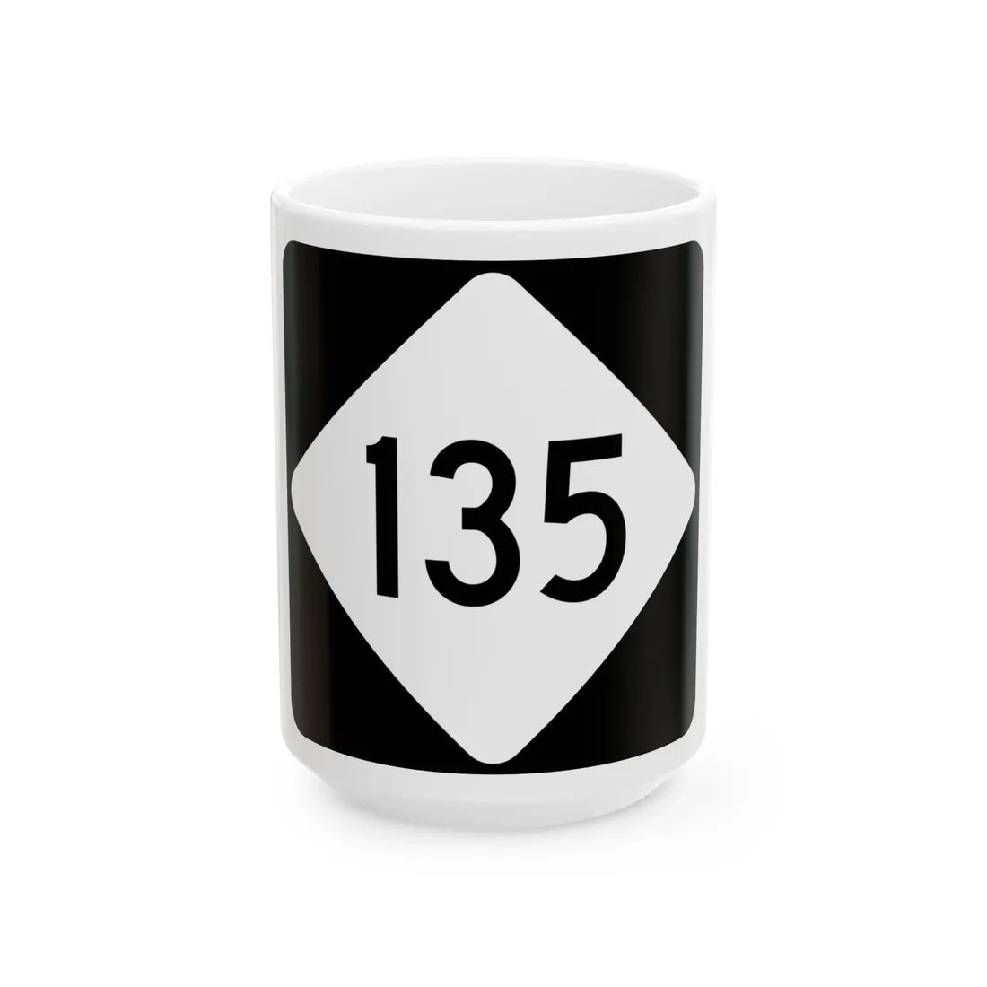NC 135 (North Carolina) (Road Sign) White Coffee Mug 15oz - Go Mug Yourself