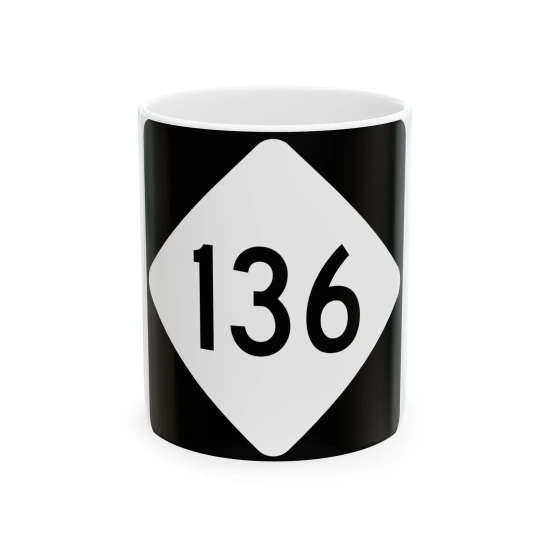 NC 136 (North Carolina) (Road Sign) White Coffee Mug 11oz - Go Mug Yourself