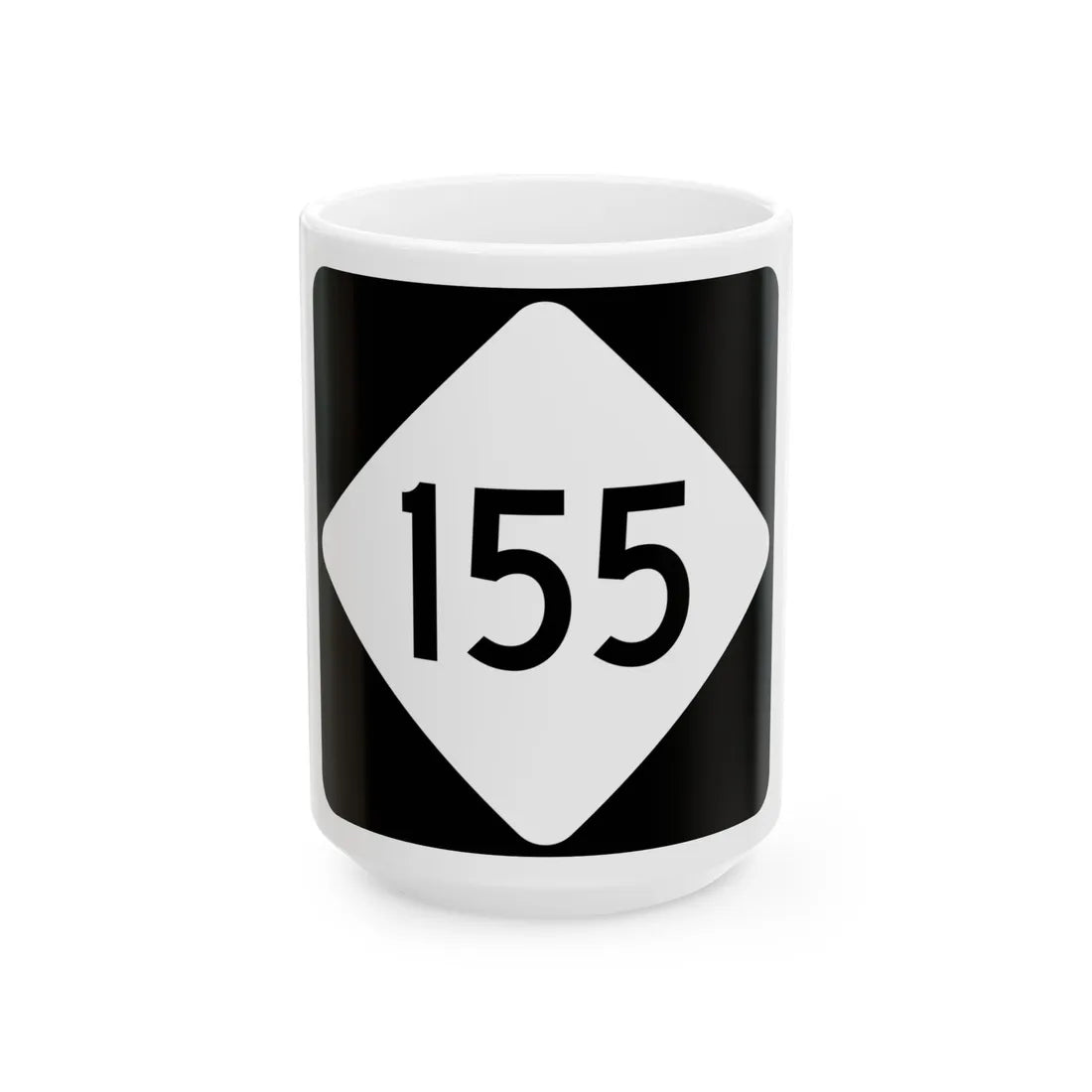NC 155 (North Carolina) (Road Sign) White Coffee Mug 15oz - Go Mug Yourself
