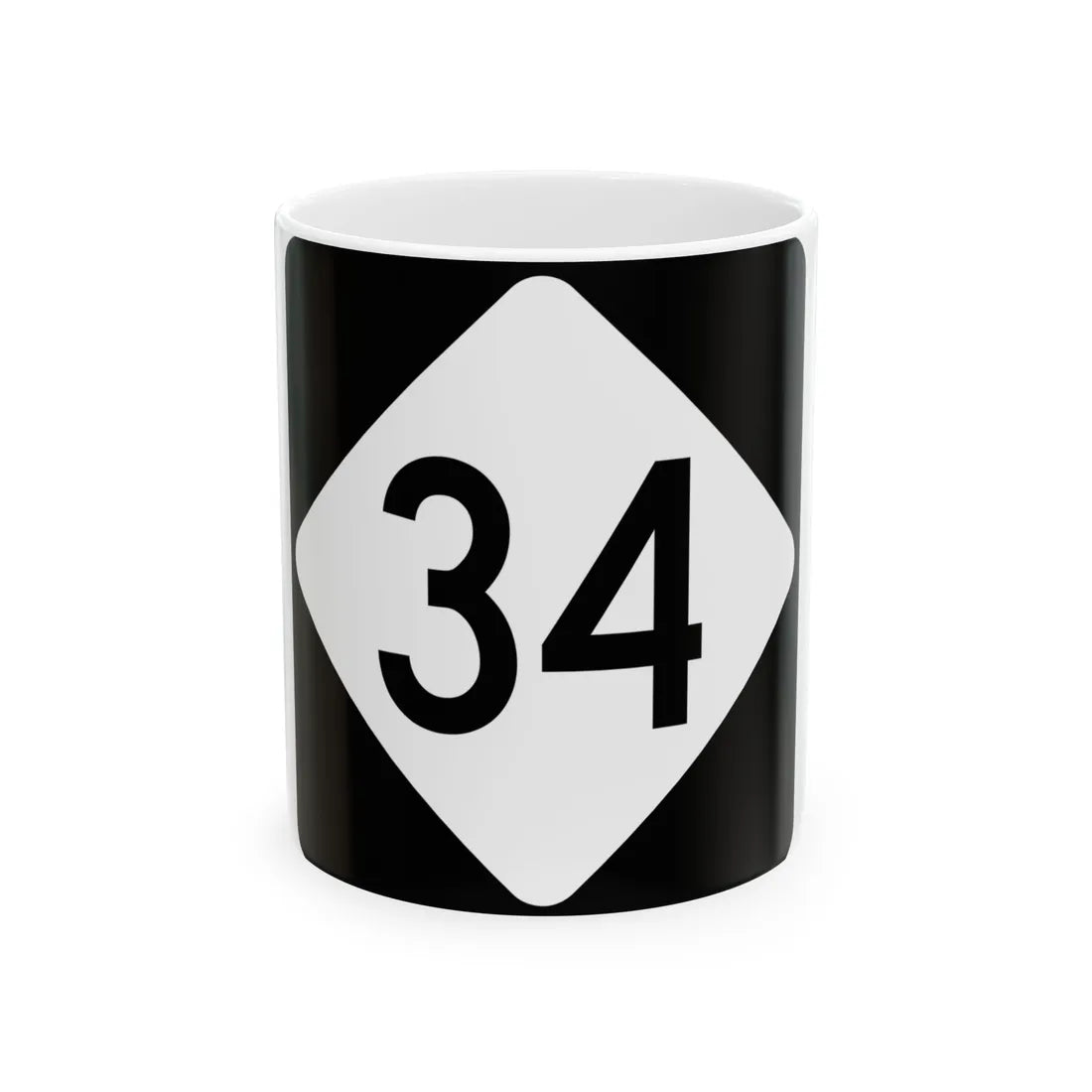 NC 34 (North Carolina) (Road Sign) White Coffee Mug 11oz - Go Mug Yourself