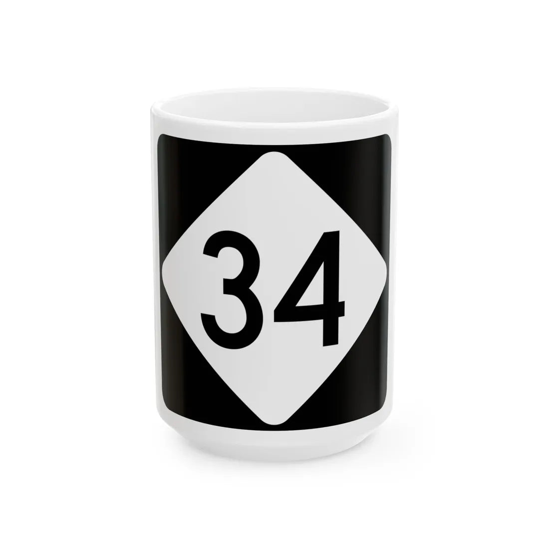 NC 34 (North Carolina) (Road Sign) White Coffee Mug 15oz - Go Mug Yourself