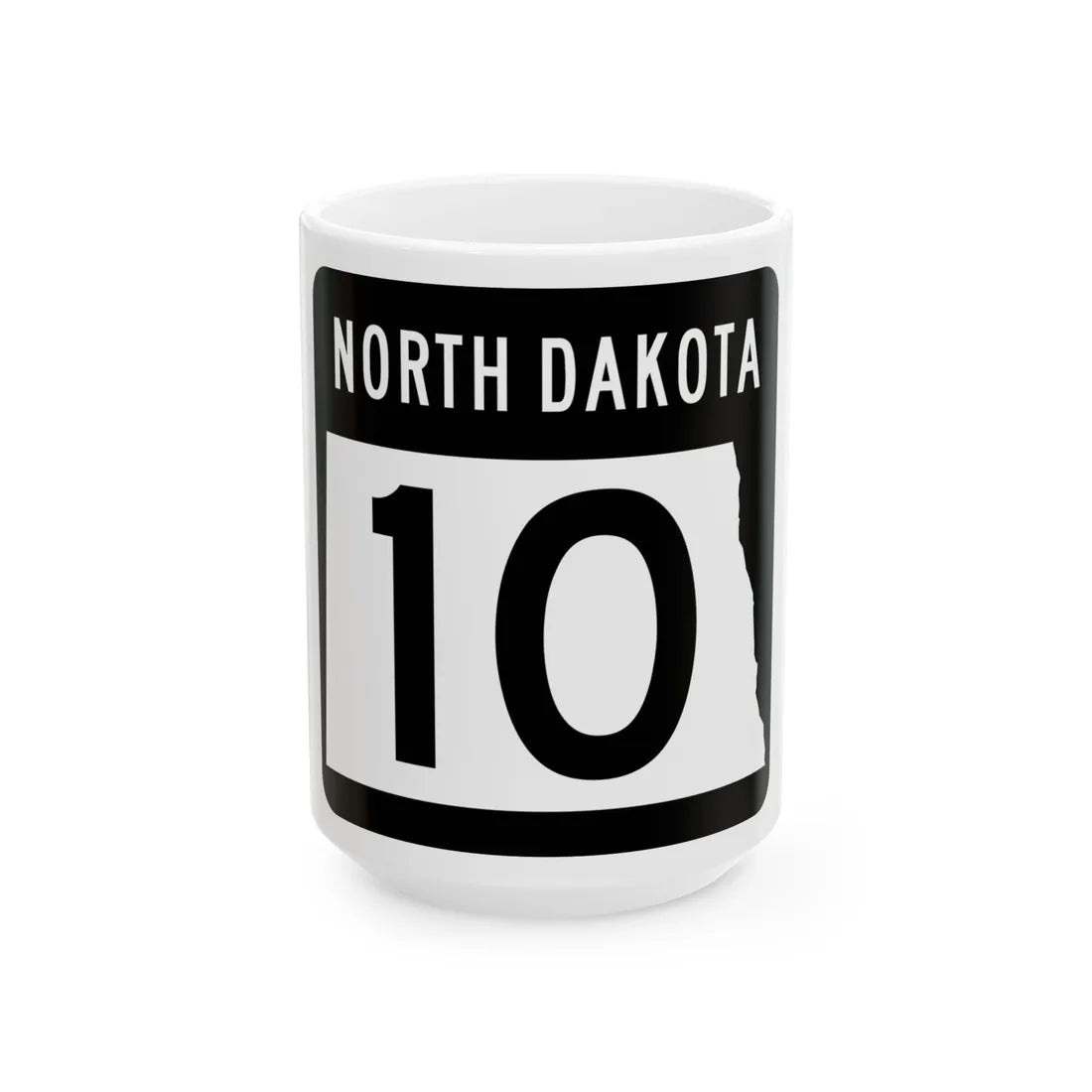 ND-10 2015 (North Dakota) (Road Sign) White Coffee Mug 15oz - Go Mug Yourself
