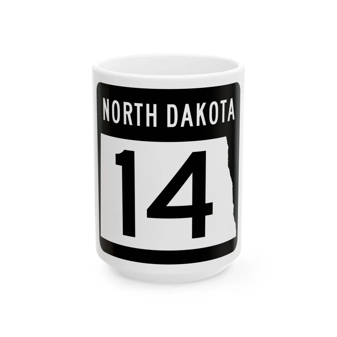 ND-14 2015 (North Dakota) (Road Sign) White Coffee Mug 15oz - Go Mug Yourself