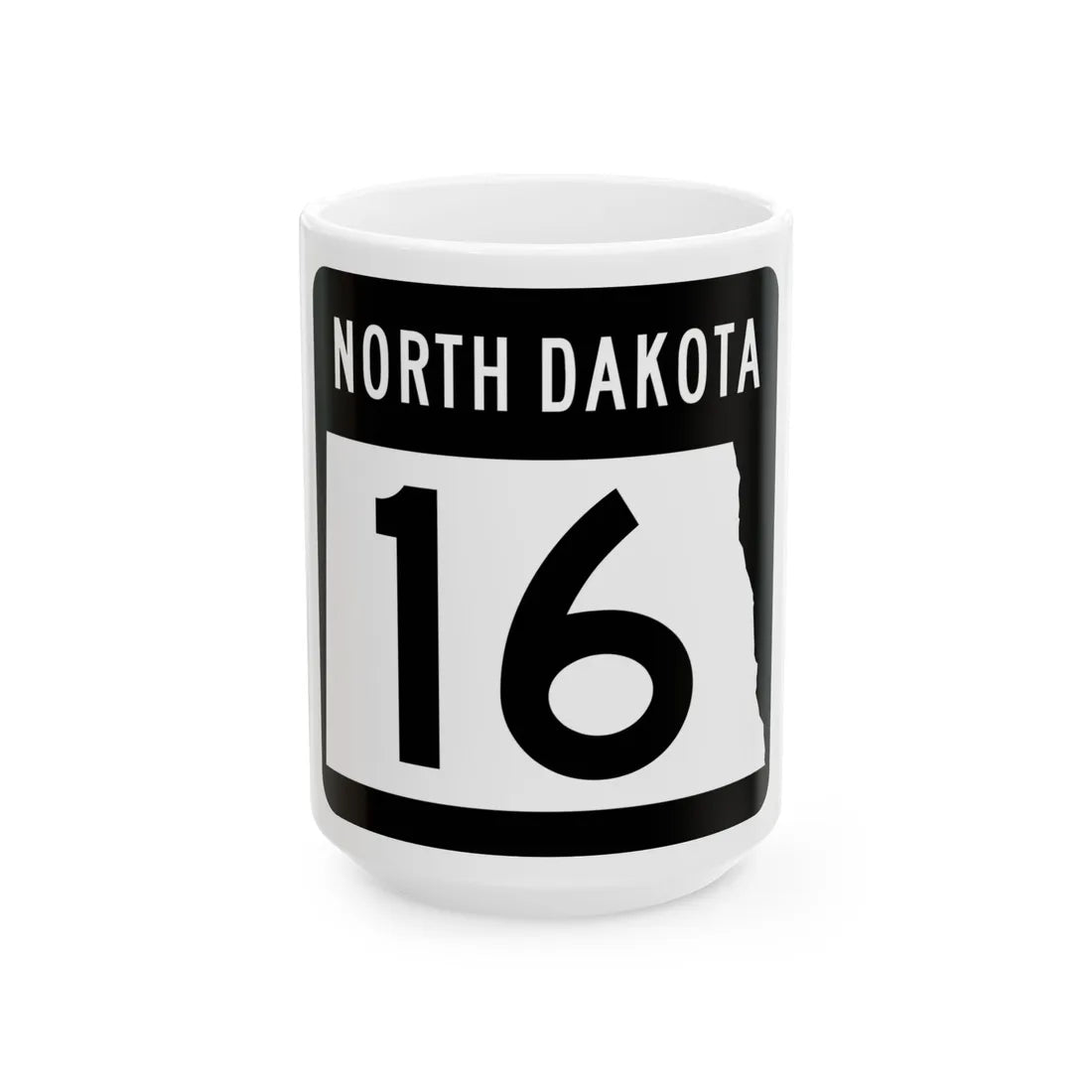 ND-16 2015 (North Dakota) (Road Sign) White Coffee Mug 15oz - Go Mug Yourself